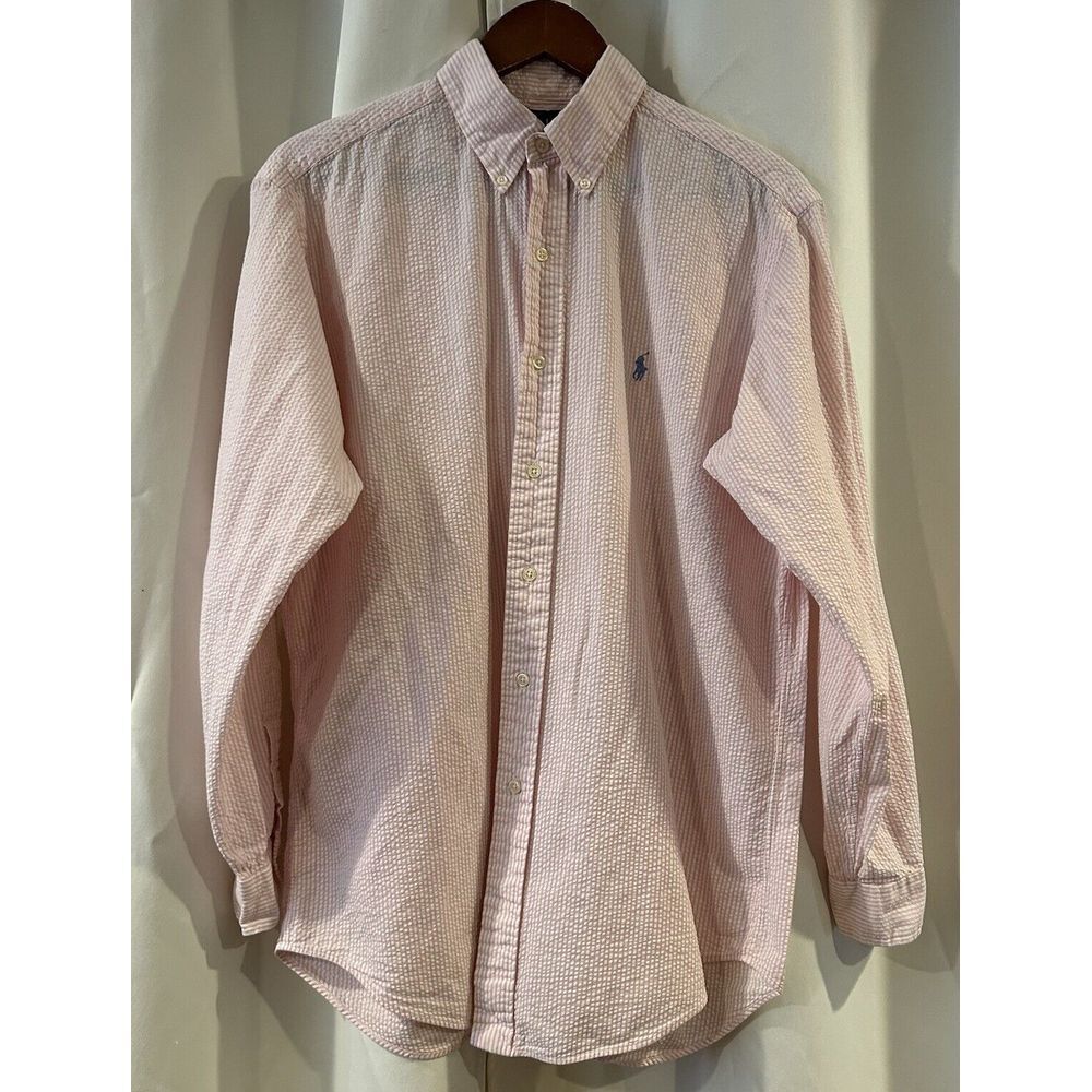 Lauren Ralph Lauren Top Womens‎ Pink White Seersucker Summer M